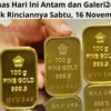 Harga Emas Hari Ini Antam dan Galeri24 Turun Tipis, Simak Rinciannya Sabtu, 16 November 2024